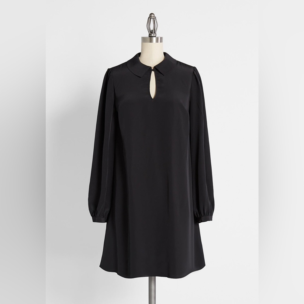 ModCloth off to never Neverland Shift dress black minimalist Peter Pan classy